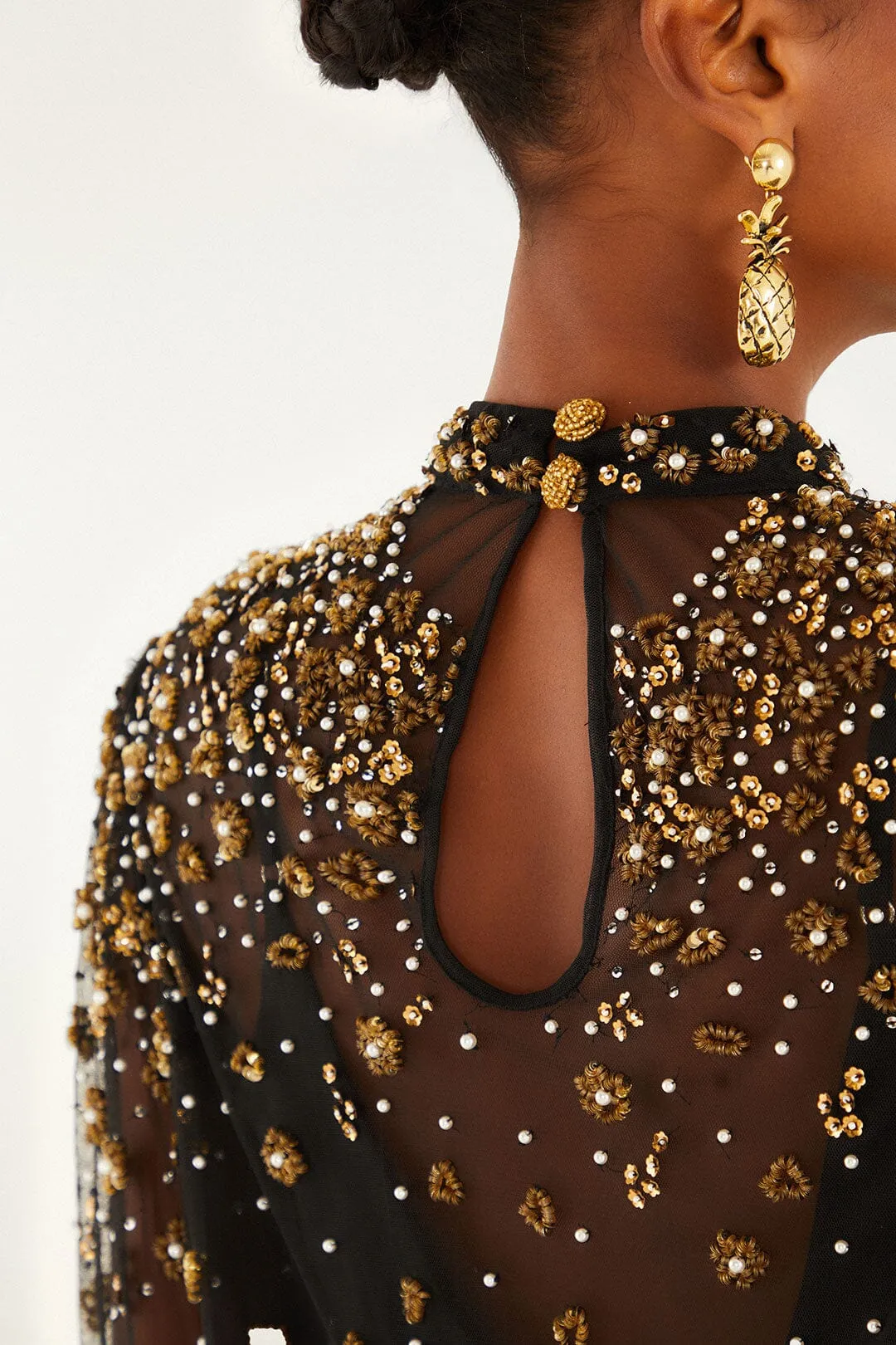 Black Embroidered Tulle Lined Blouse sold by FARM Rio product image thumbnail 4