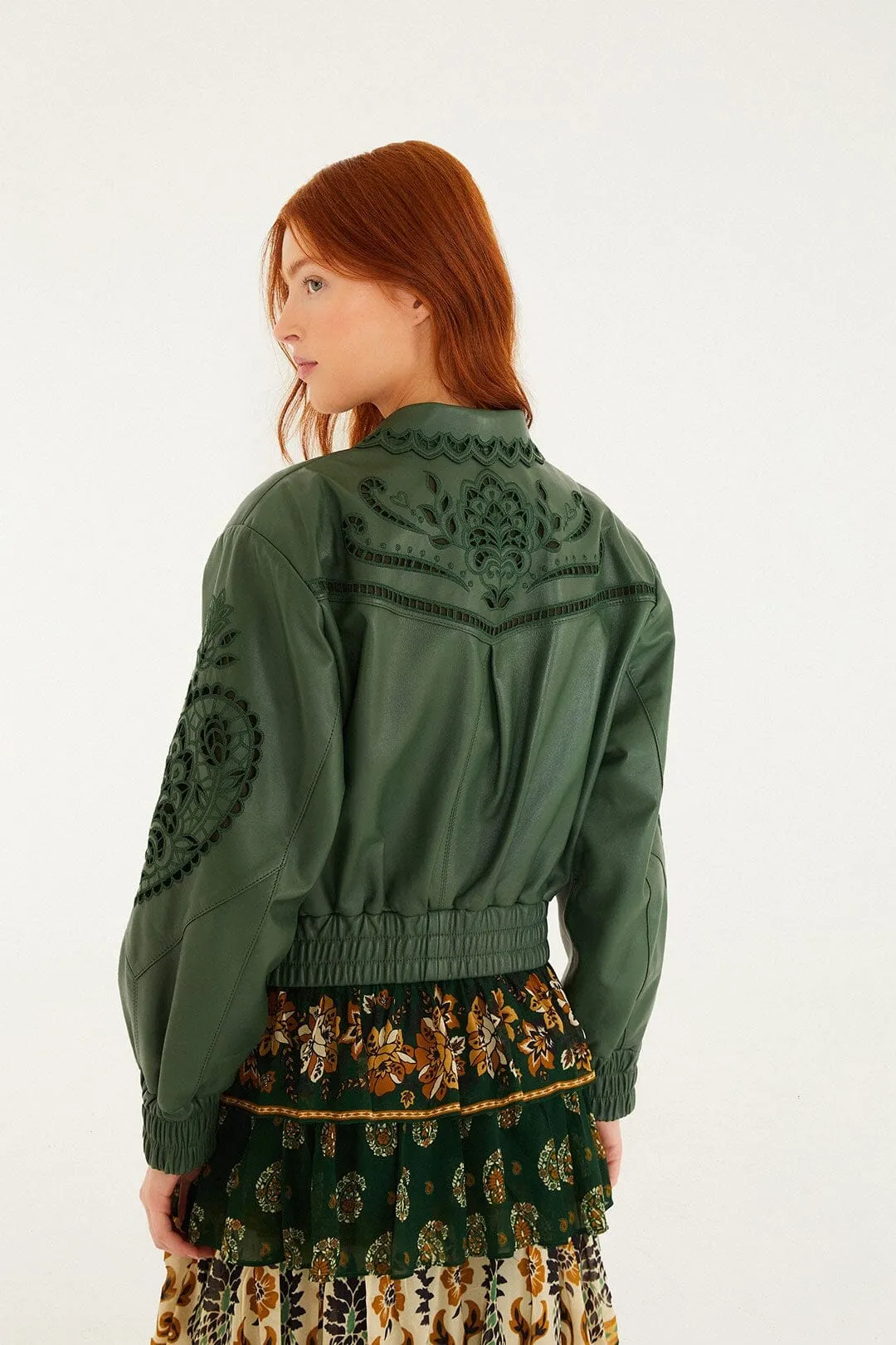 Green Richelieu Heart Leather Jacket sold by FARM Rio product image thumbnail 4