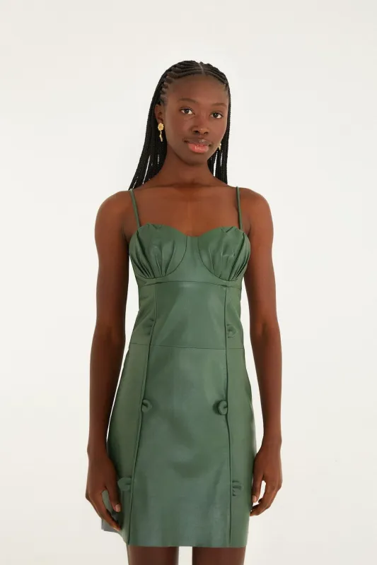 Green 3d Flower Leather Mini Dress sold by FARM Rio