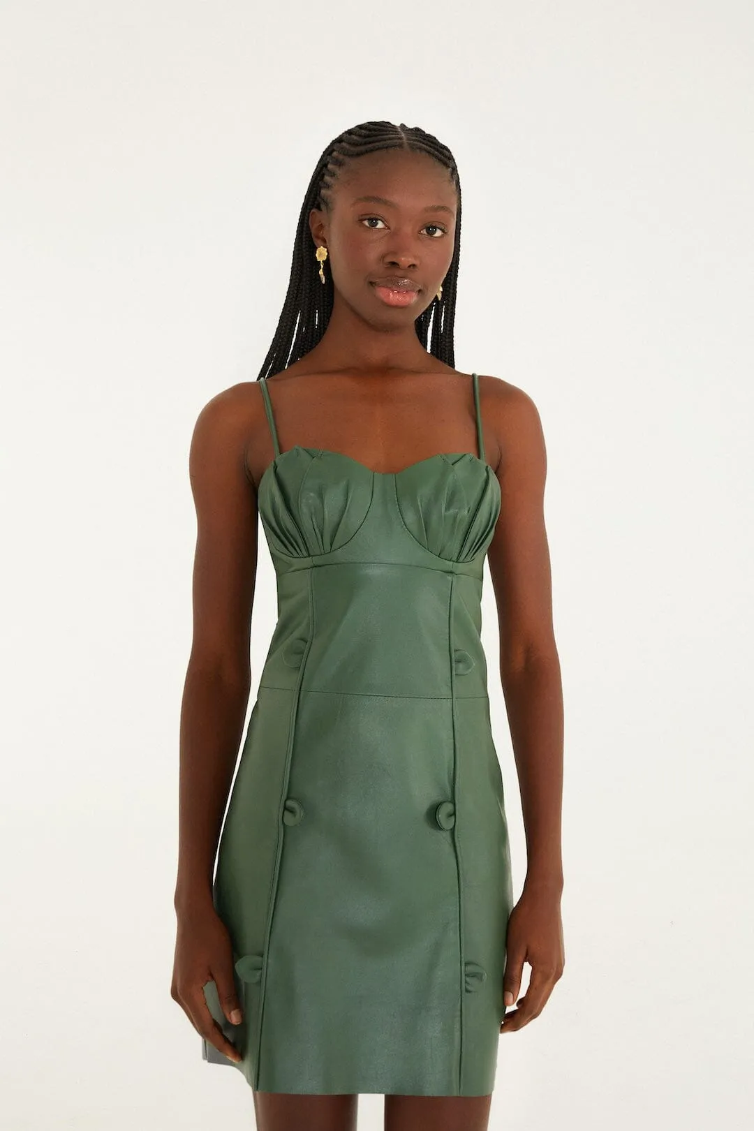 Green 3d Flower Leather Mini Dress sold by FARM Rio