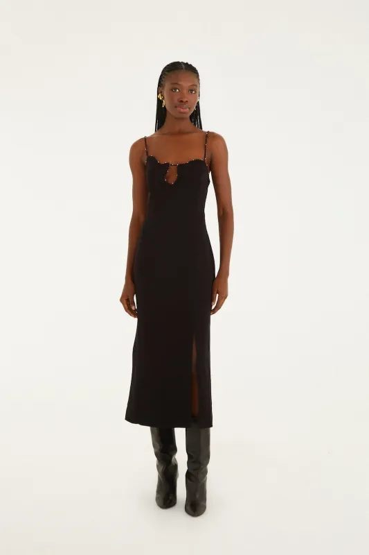 Black Beaded Neckline Sleeveless Midi Dress sold by FARM Rio