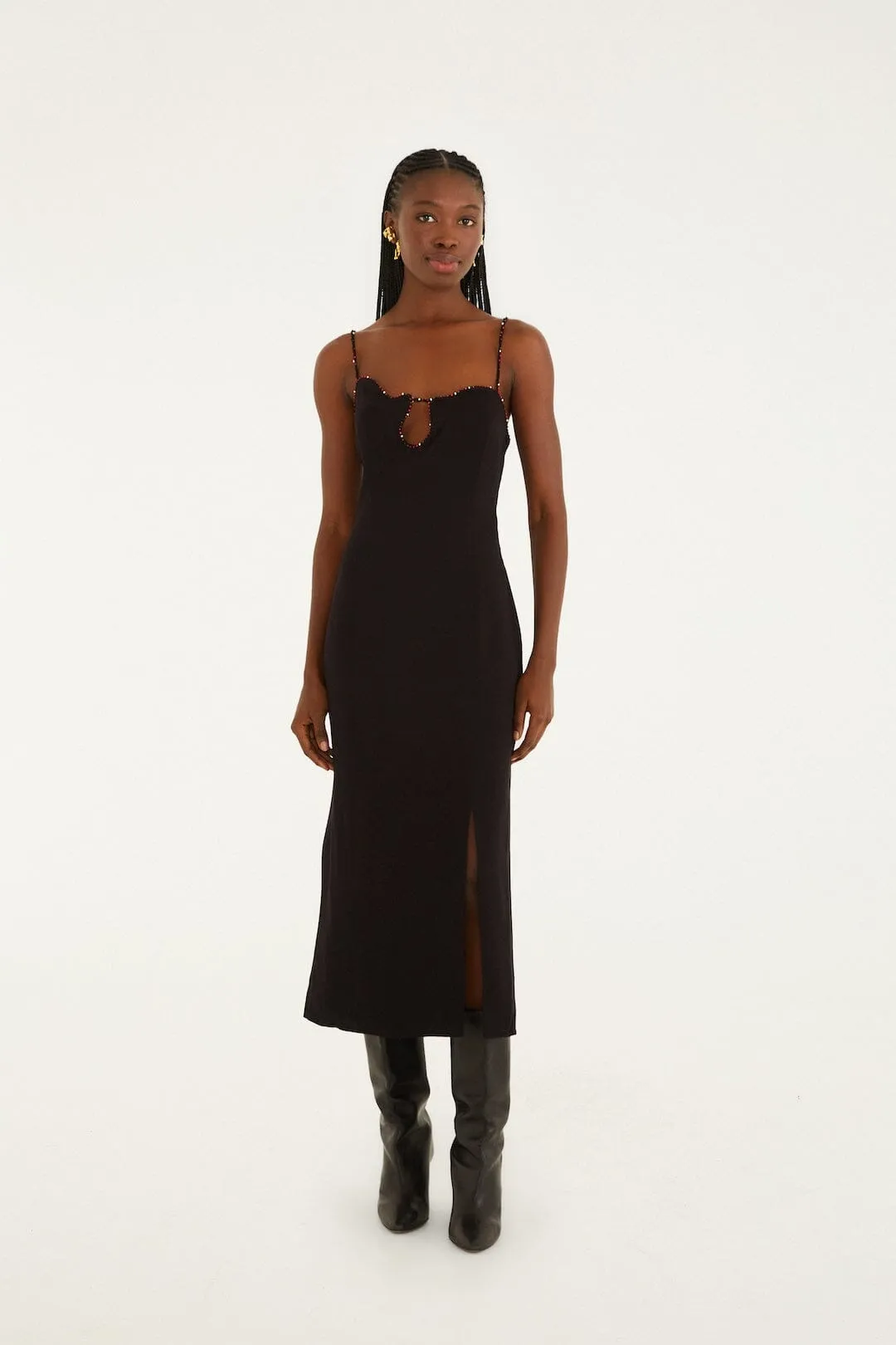 Black Beaded Neckline Sleeveless Midi Dress sold by FARM Rio