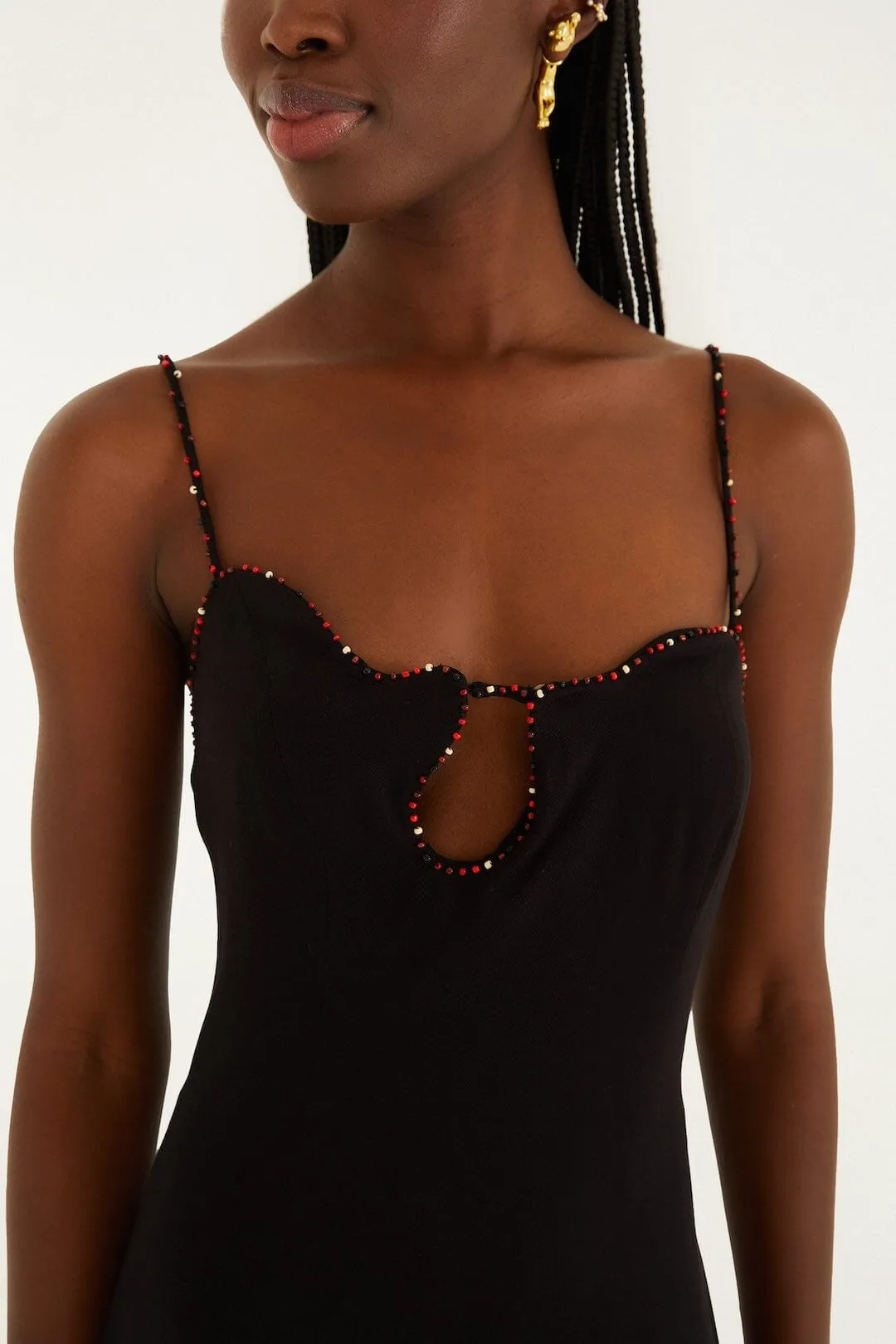 Black Beaded Neckline Sleeveless Midi Dress sold by FARM Rio product image thumbnail 2