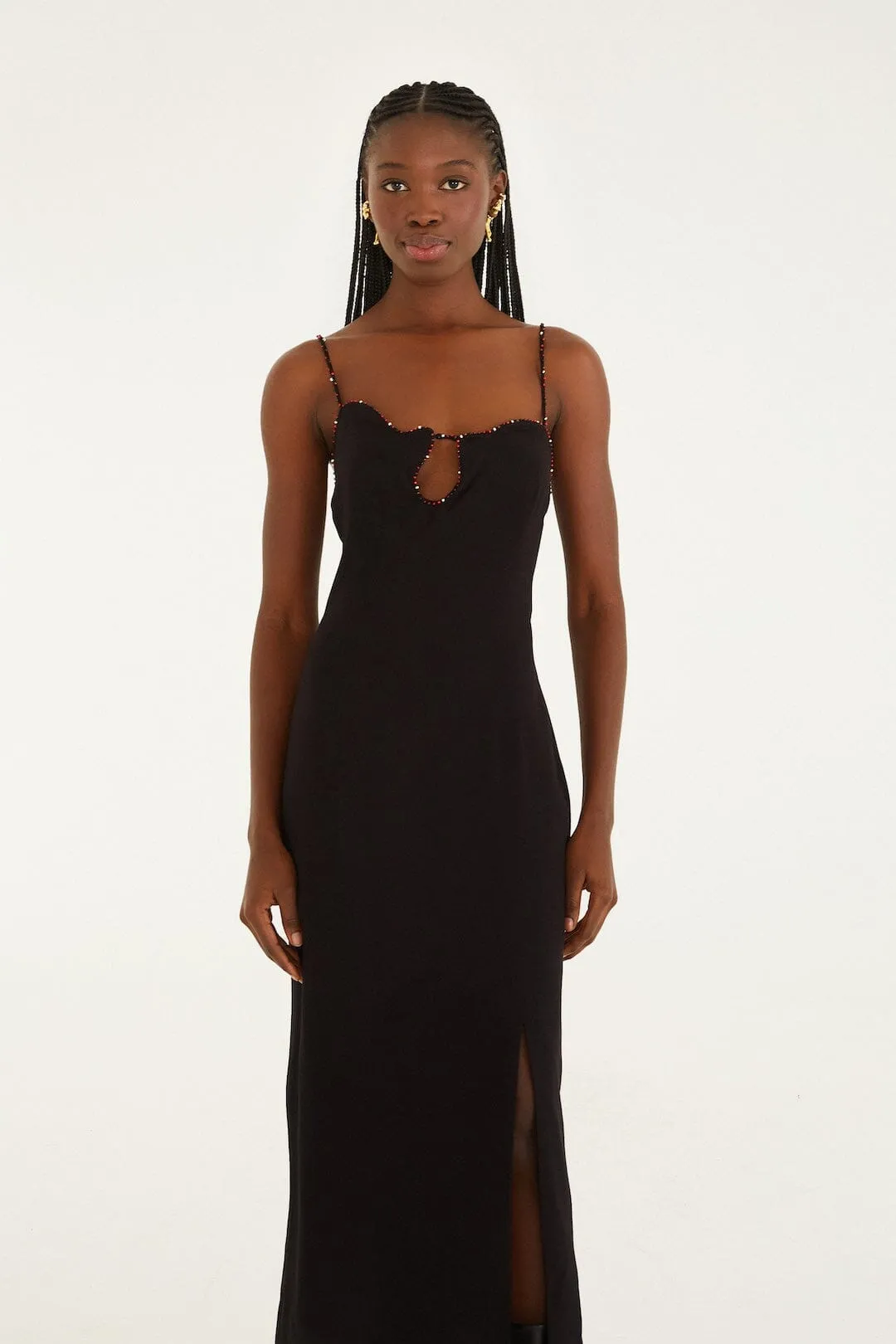 Black Beaded Neckline Sleeveless Midi Dress sold by FARM Rio product image thumbnail 4