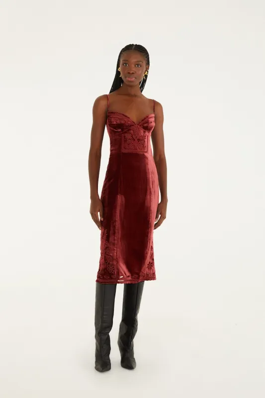 Burgundy Cut-Out Flowers Sleeveless Midi Dress sold by FARM Rio