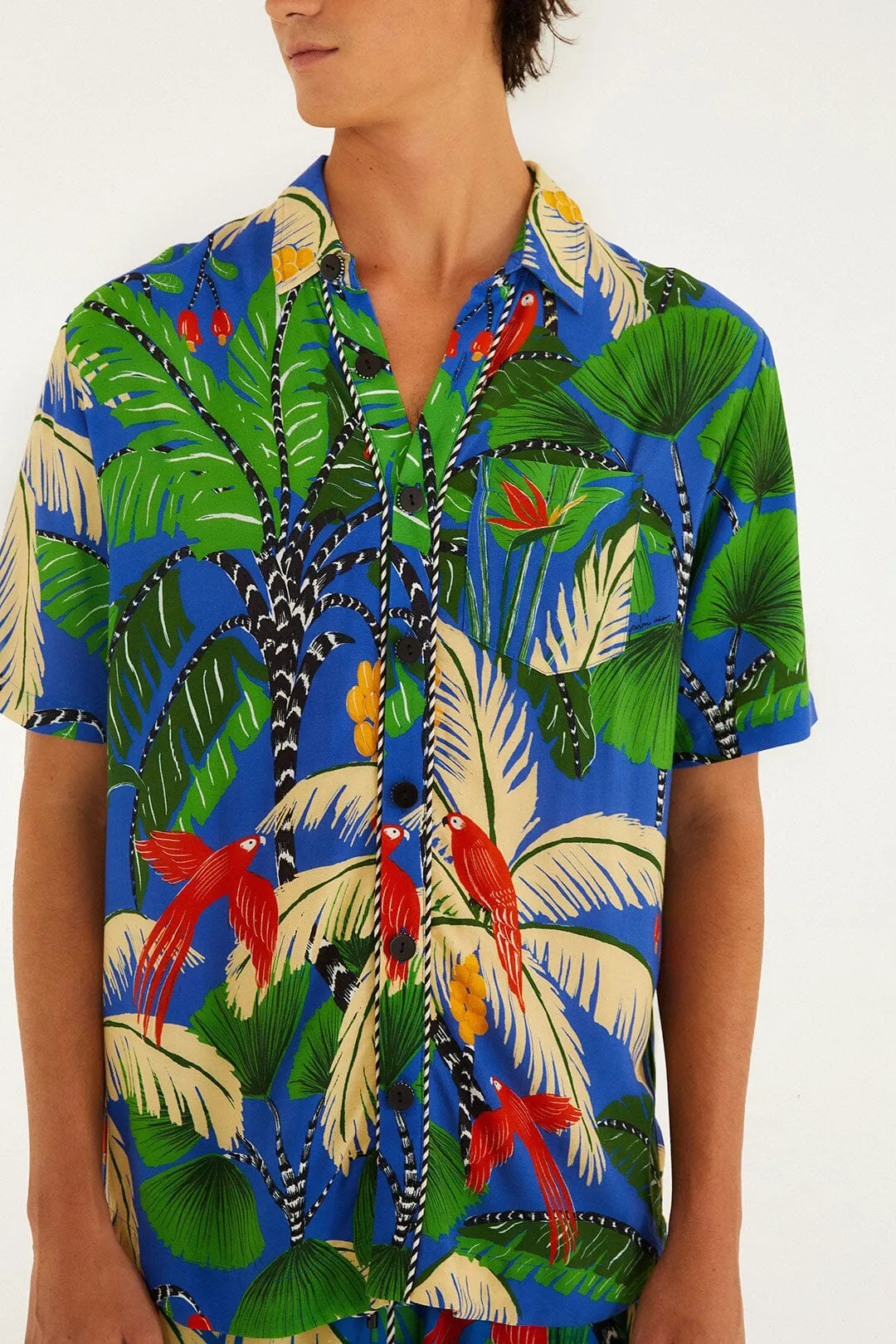 Blue Tropical Island Short Sleeve Lenzing™ Ecovero™ Viscose Shirt sold by FARM Rio product image thumbnail 2