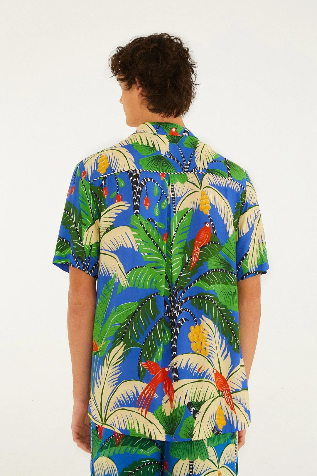Blue Tropical Island Short Sleeve Lenzing™ Ecovero™ Viscose Shirt sold by FARM Rio product image thumbnail 3