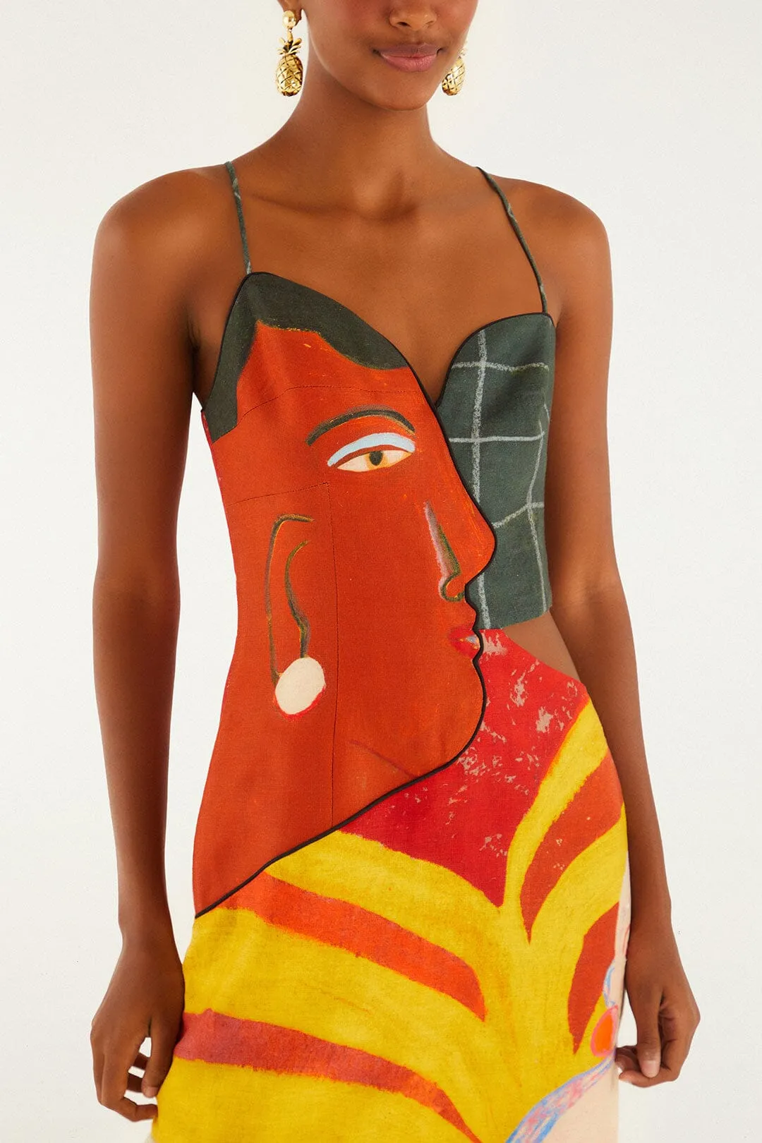 A Popular Cafe Sleeveless Euroflax™ Premium Linen Midi Dress sold by FARM Rio product image thumbnail 3