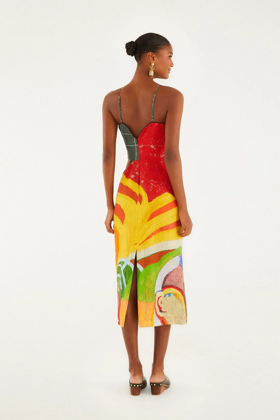 A Popular Cafe Sleeveless Euroflax™ Premium Linen Midi Dress sold by FARM Rio product image thumbnail 4