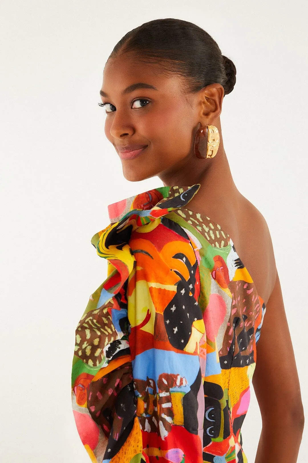 Ana Leovy Farm Rio Organic Cotton One Shoulder Mini Dress sold by FARM Rio product image thumbnail 4