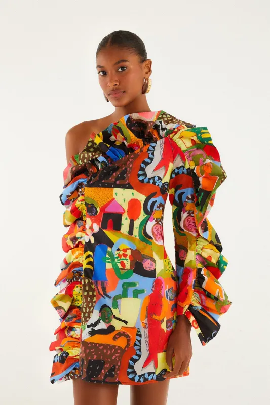 Ana Leovy Farm Rio Organic Cotton One Shoulder Mini Dress sold by FARM Rio