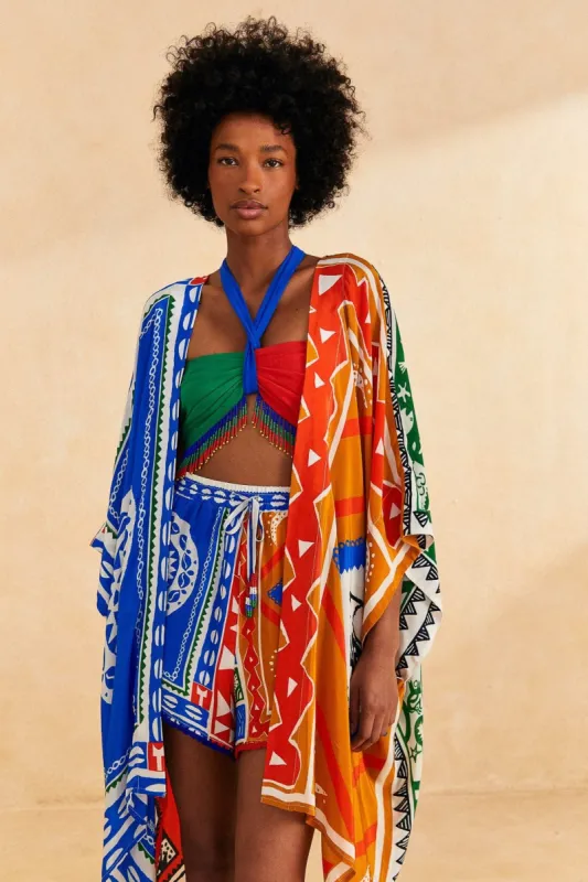 Off-White Pitta Colors Kimono sold by FARM Rio