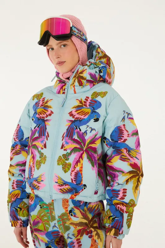 Blue Macaw Hooded Puffer Ski Jacket sold by FARM Rio