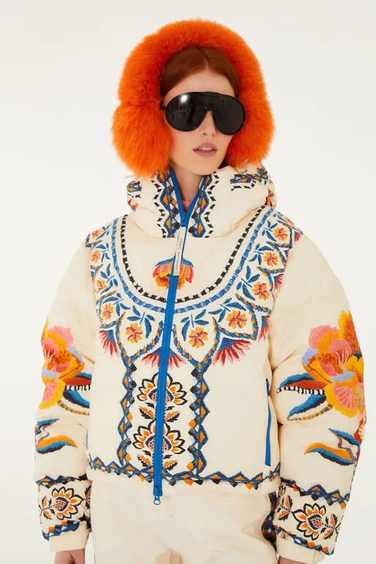 Off-White Lucy Floral Puffer sold by FARM Rio