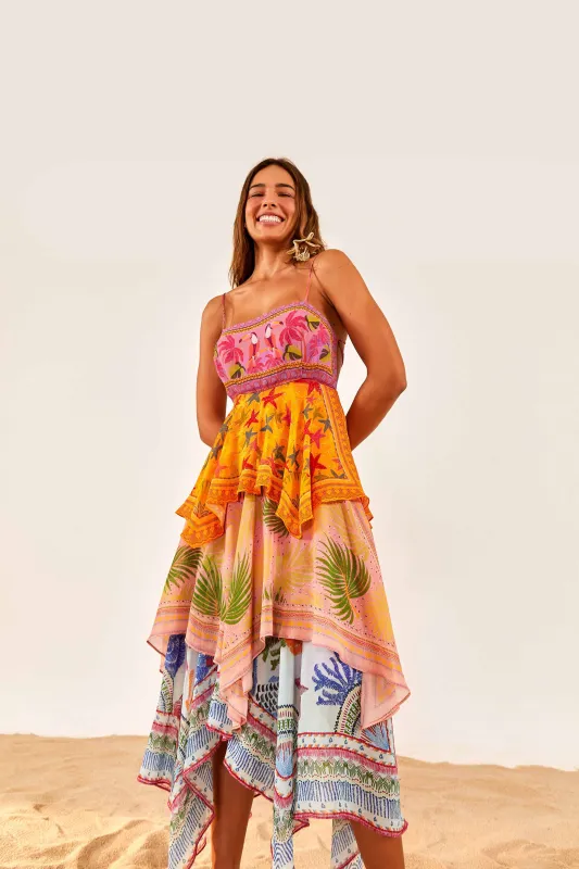 Mixed Scarves Layered Midi Dress sold by FARM Rio