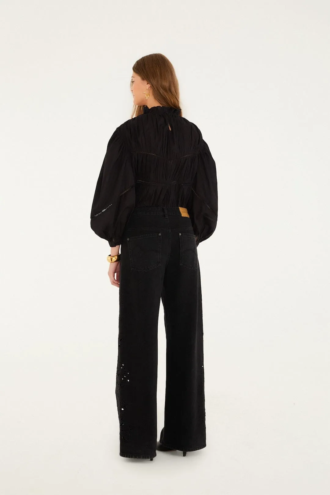 Black Cut-Out Richelieu Denim Pants sold by FARM Rio product image thumbnail 3