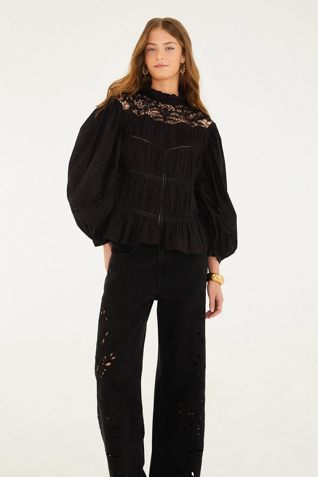 Black Cut-Out Richelieu Denim Pants sold by FARM Rio product image thumbnail 4