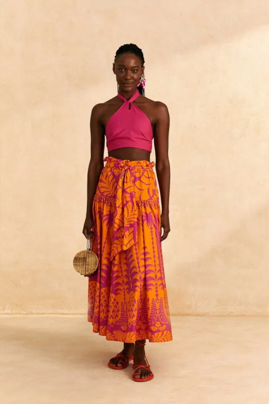Orange Pineapple Love Organic Cotton Maxi Skirt sold by FARM Rio