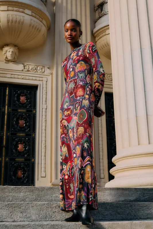 Multicolor Artsy Surreal Land Long Sleeve Maxi Dress sold by FARM Rio
