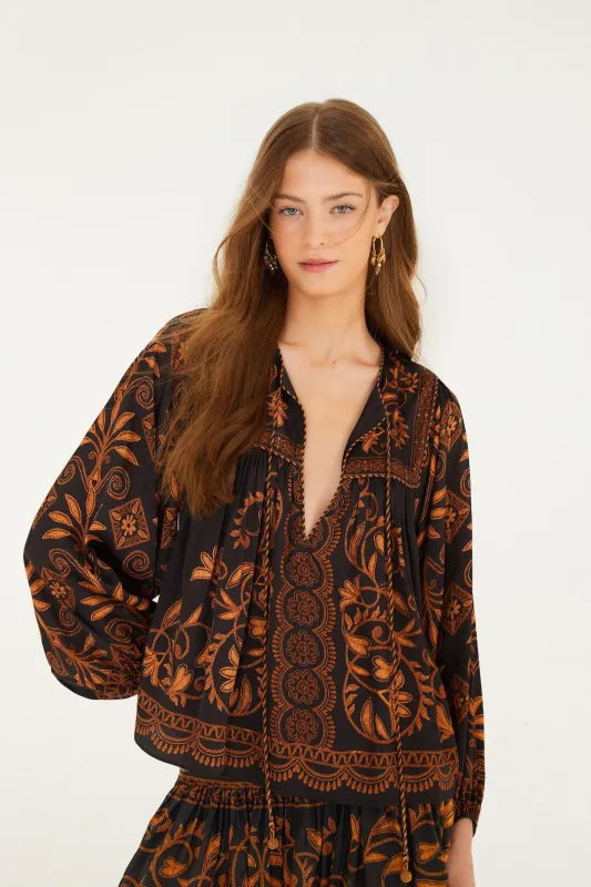 Black Cornely Ainika Blouse sold by FARM Rio