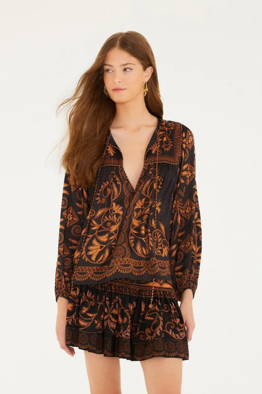 Black Cornely Ainika Lenzing™ Ecovero™ Viscose Mini Skirt sold by FARM Rio