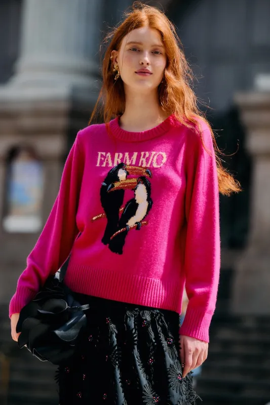 Pink Farm Rio Toucan Knit Sweater sold by FARM Rio