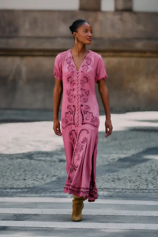 Pink Richelieu Lenzing™ Ecovero™ Viscose Maxi Dress sold by FARM Rio