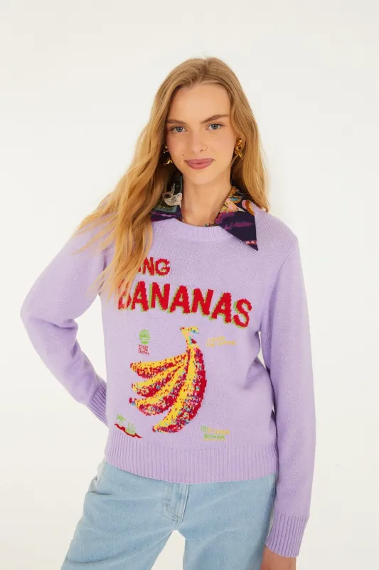 Lilac Going Bananas Knit Sweater sold by FARM Rio