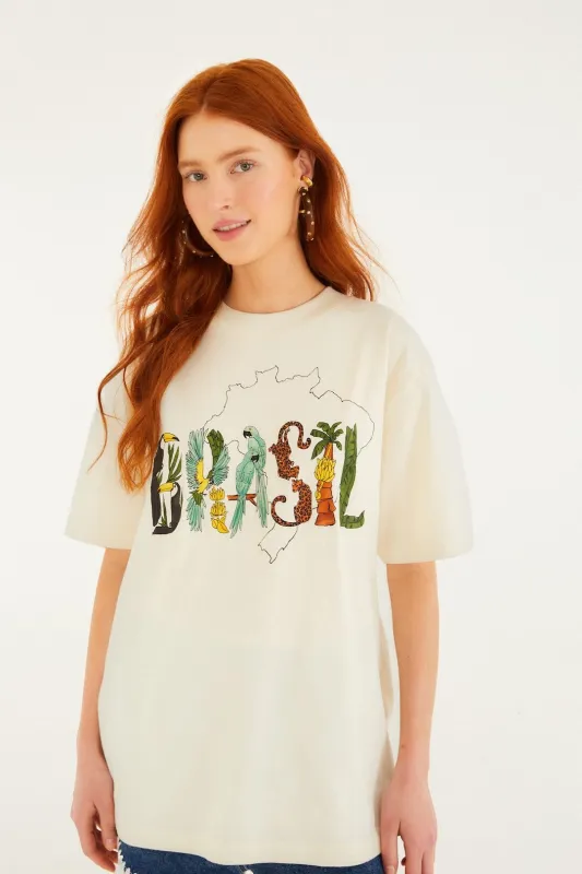 Off-White Brasil Organic Cotton T-Shirt sold by FARM Rio