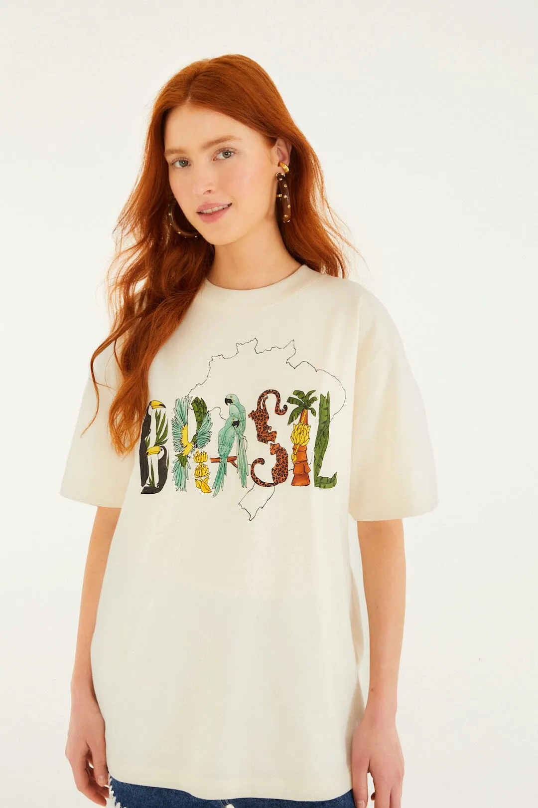 Off-White Brasil Organic Cotton T-Shirt sold by FARM Rio