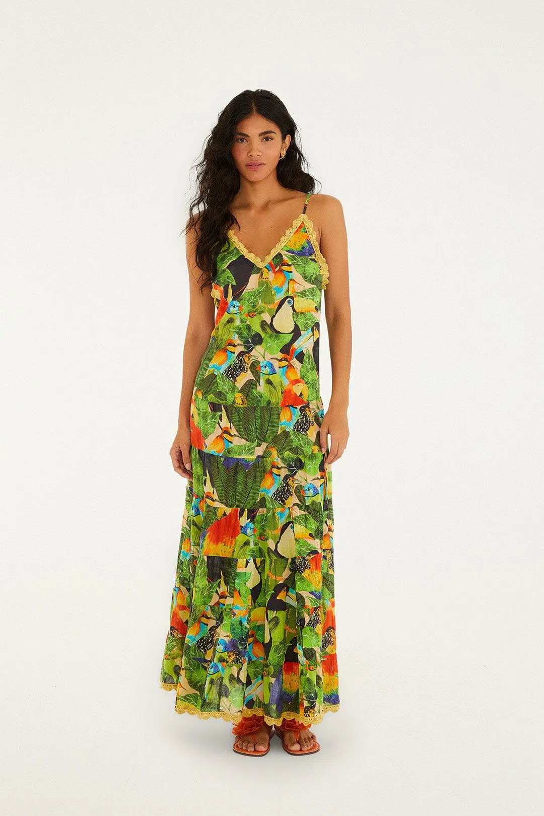 Bird Leaves Long Dress sold by FARM Rio