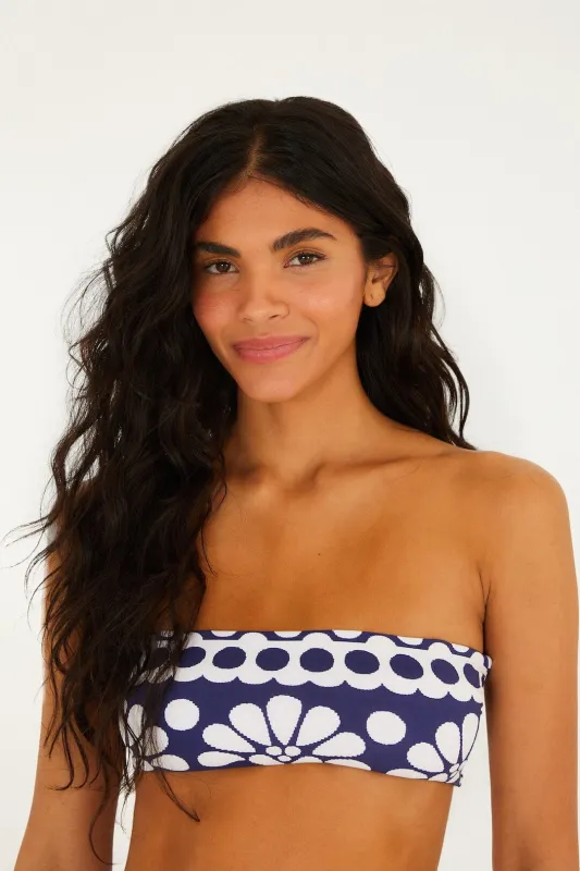 Blue Palermo Strapless Bikini Top made by FARM Rio