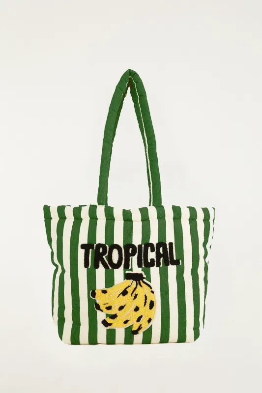 Green Tropical Banana Embroidered Tote Bag sold by FARM Rio