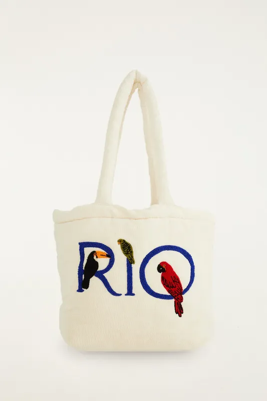 Off-White Embroidered Rio Tote Bag sold by FARM Rio