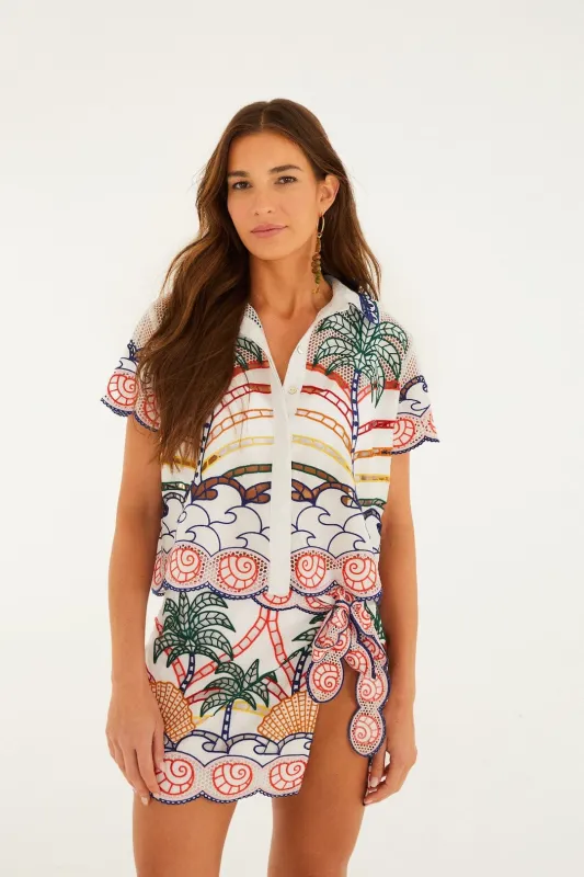 Off-White Tropical Graphic Richelieu Mini Skirt sold by FARM Rio