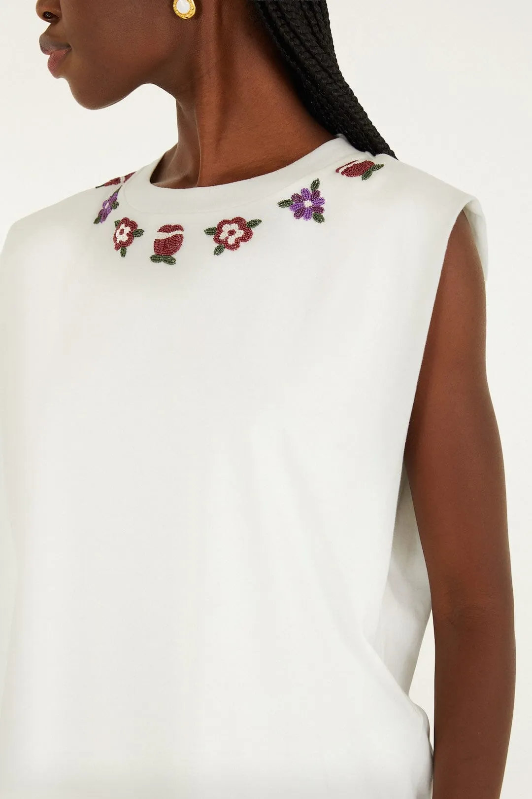 Off-White Beaded Flowers T-Shirt sold by FARM Rio product image thumbnail 2