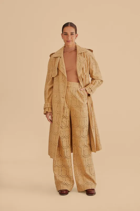 Khaki Pineapple Eyelet Pants sold by FARM Rio