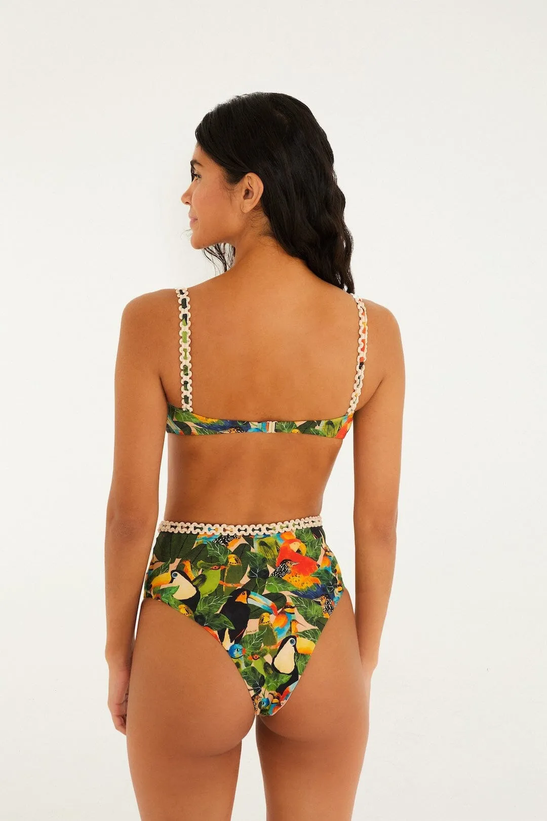 Green Bird Leaves High Waist Bikini Bottom sold by FARM Rio product image thumbnail 3