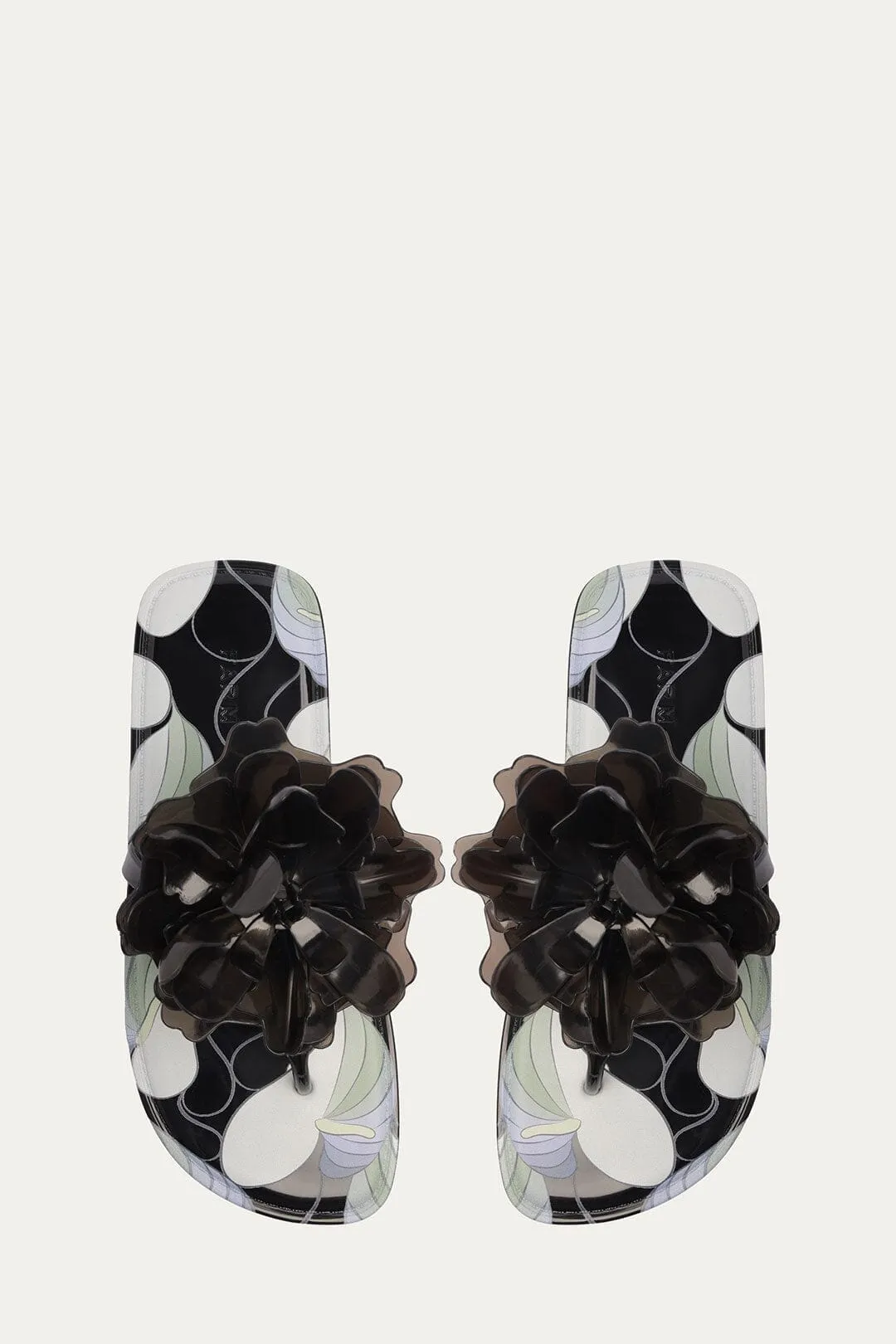 Black And White Flower Jelly Flat Sandal sold by FARM Rio product image thumbnail 4
