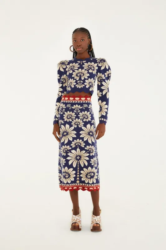 Blue Luna Knit Midi Skirt sold by FARM Rio