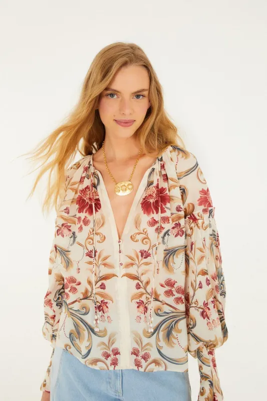 Sand Royal Garden Tassels Blouse sold by FARM Rio