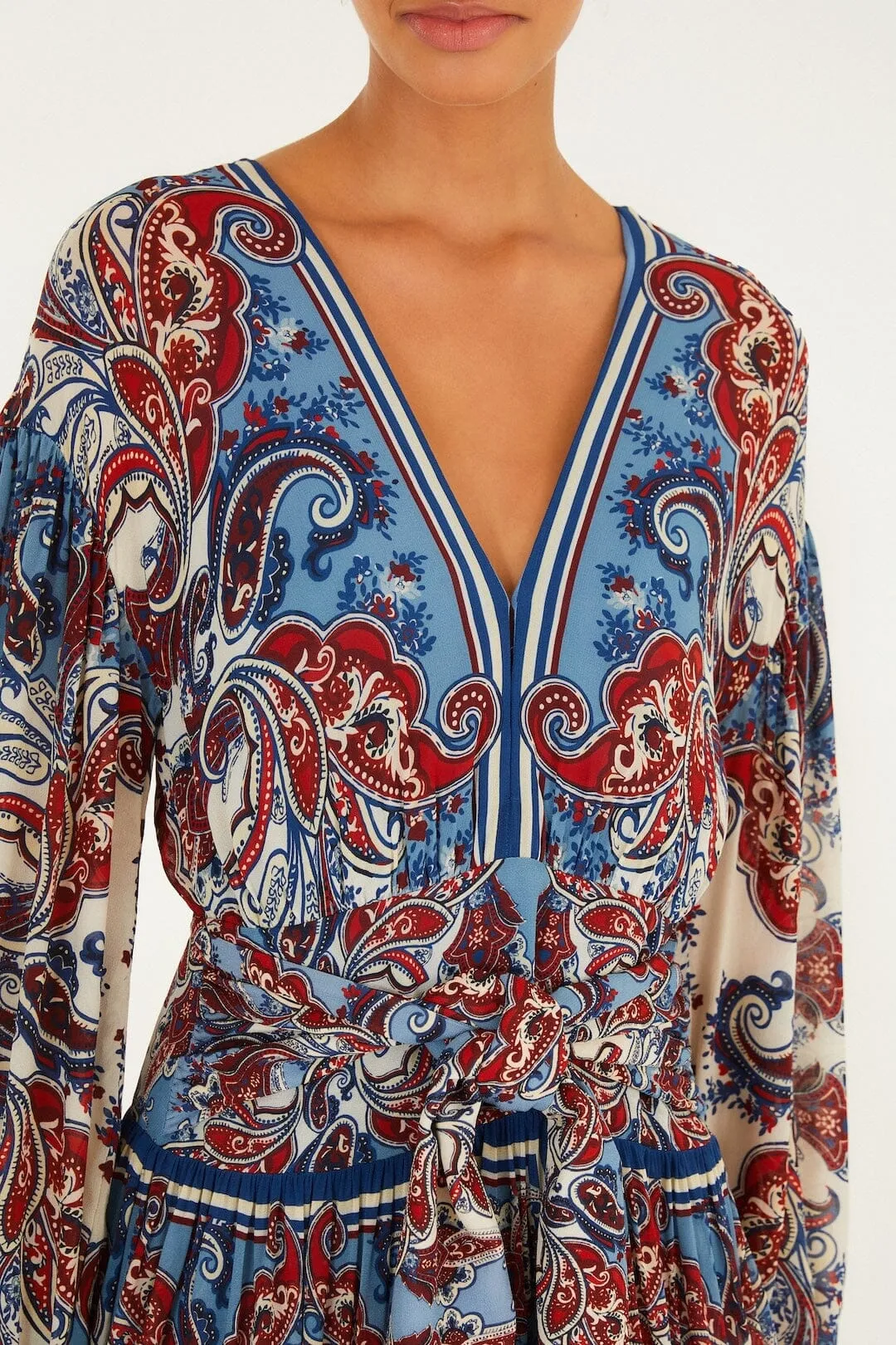 Blue Paisley Scarf Long Sleeve Maxi Dress sold by FARM Rio product image thumbnail 2
