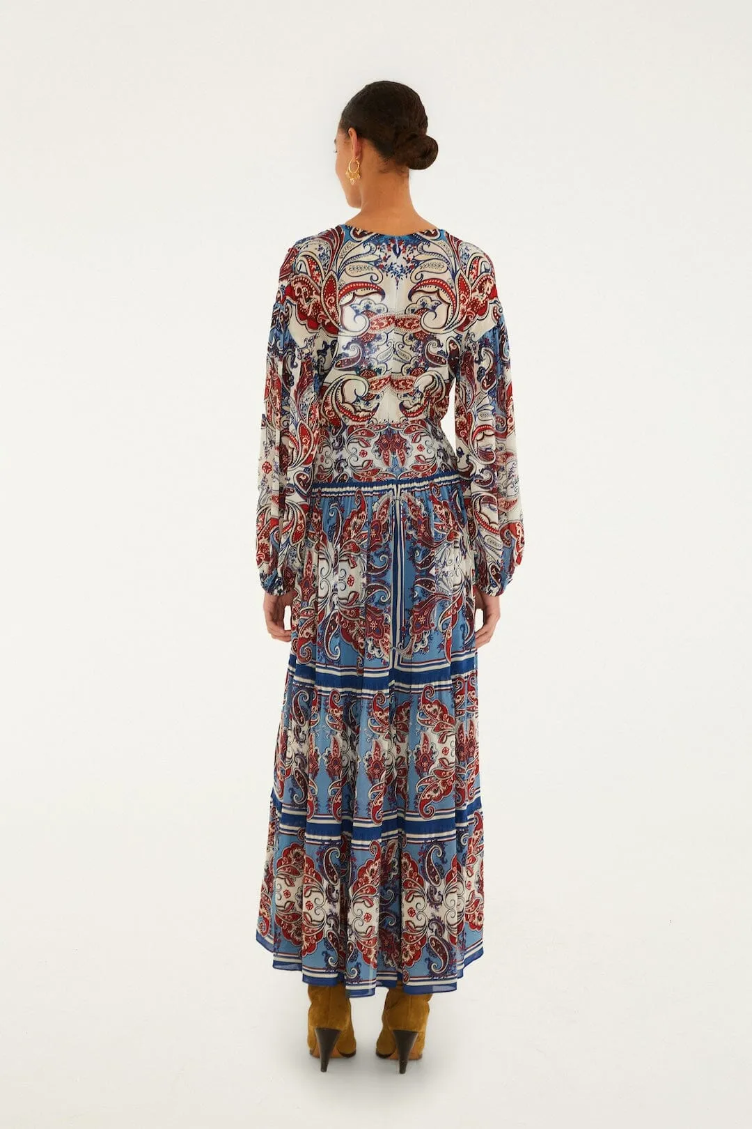 Blue Paisley Scarf Long Sleeve Maxi Dress sold by FARM Rio product image thumbnail 3