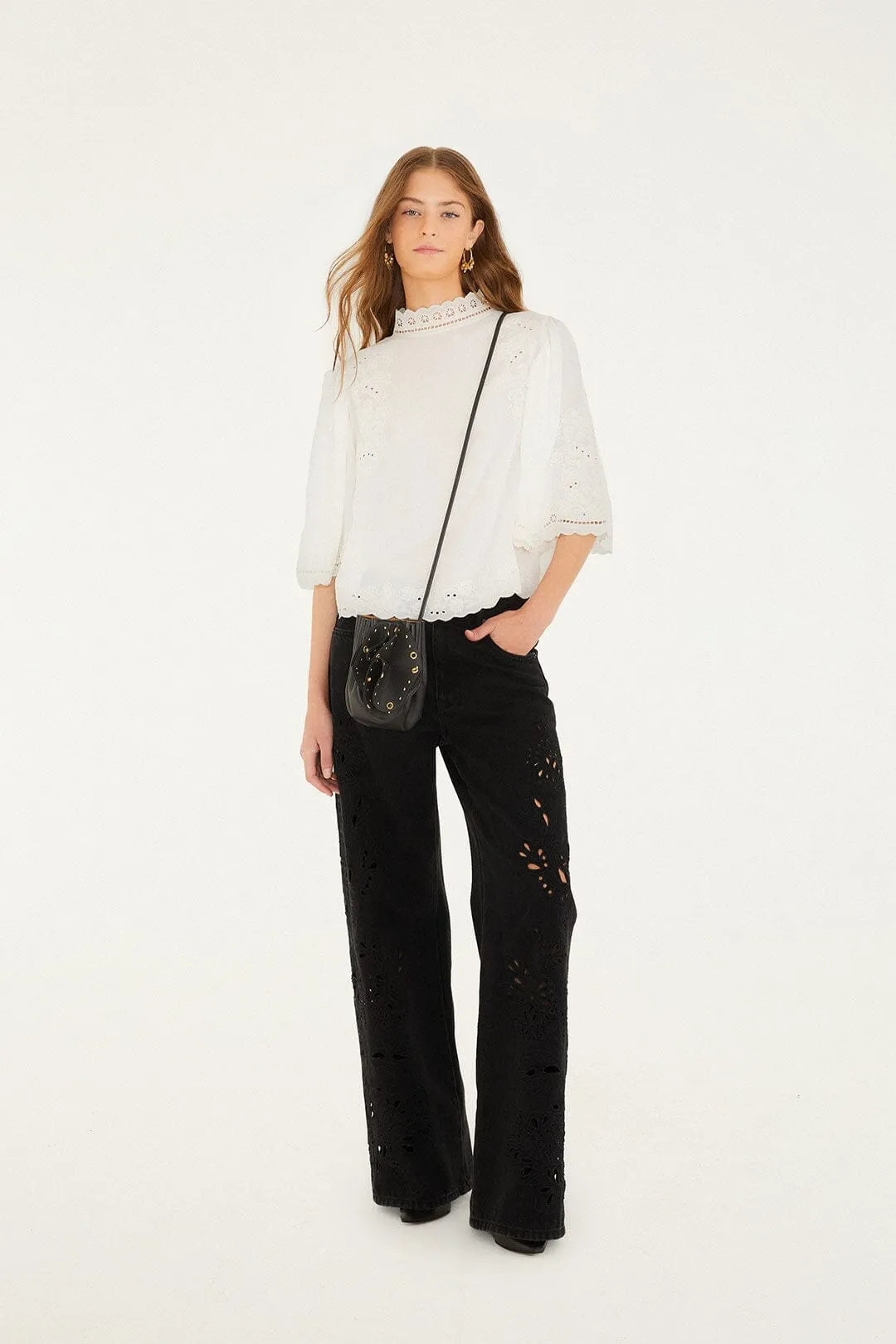 Off-White Palm Tree Embroidered Blouse sold by FARM Rio product image thumbnail 4