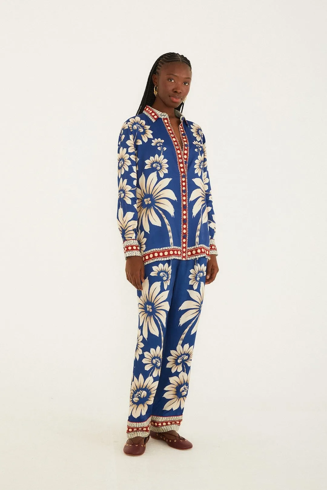 Blue Luna Collared Lenzing Ecovero Viscose Pajama Shirt sold by FARM Rio product image thumbnail 4
