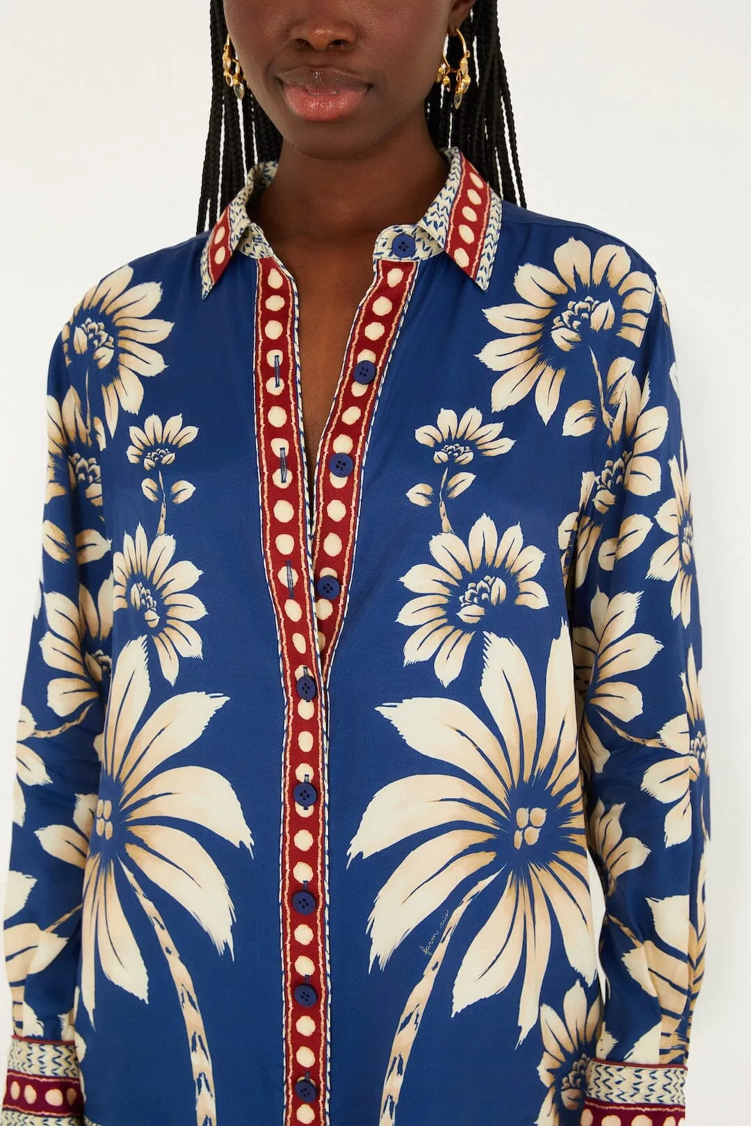 Blue Luna Collared Lenzing Ecovero Viscose Pajama Shirt sold by FARM Rio product image thumbnail 2