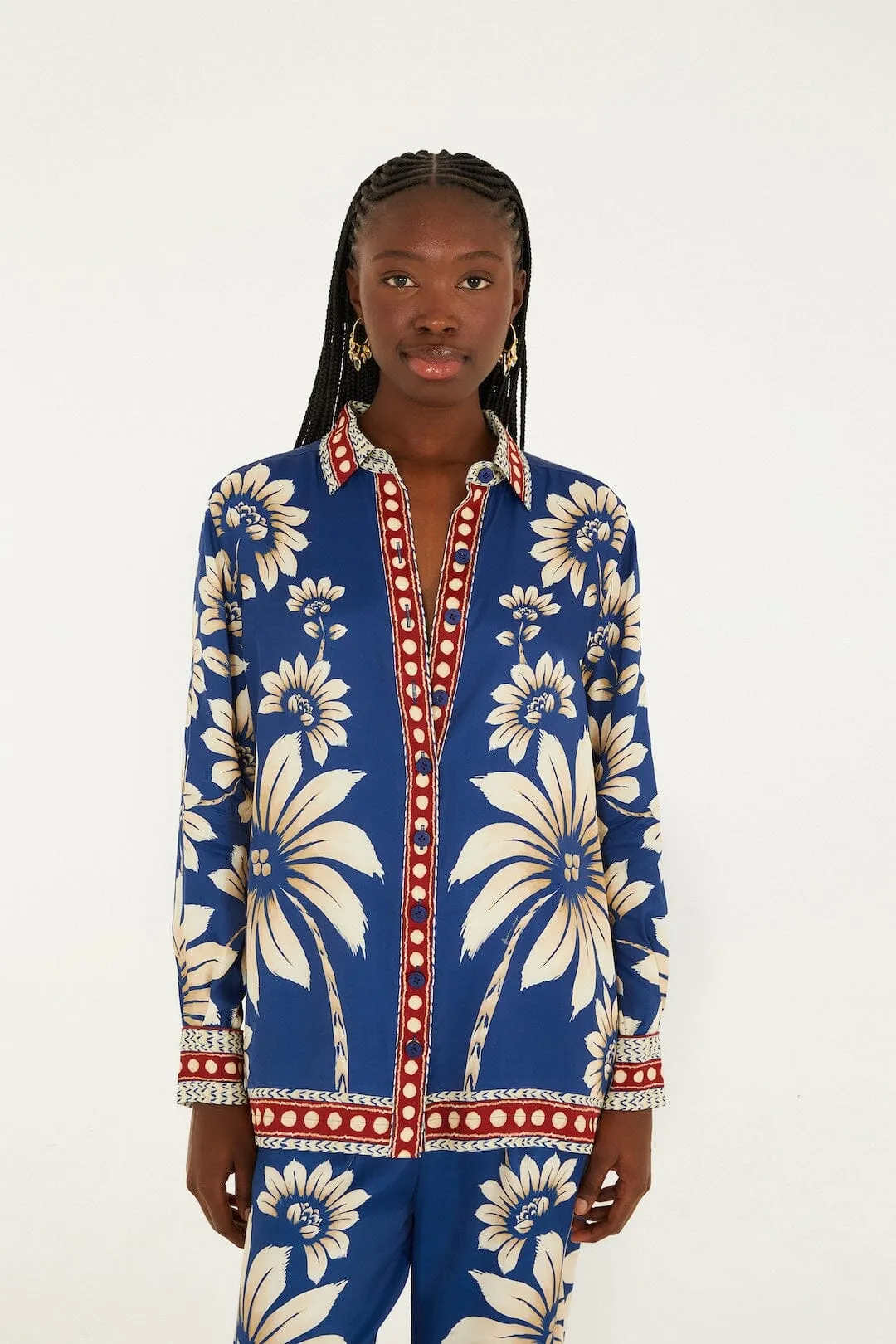 Blue Luna Collared Lenzing Ecovero Viscose Pajama Shirt sold by FARM Rio