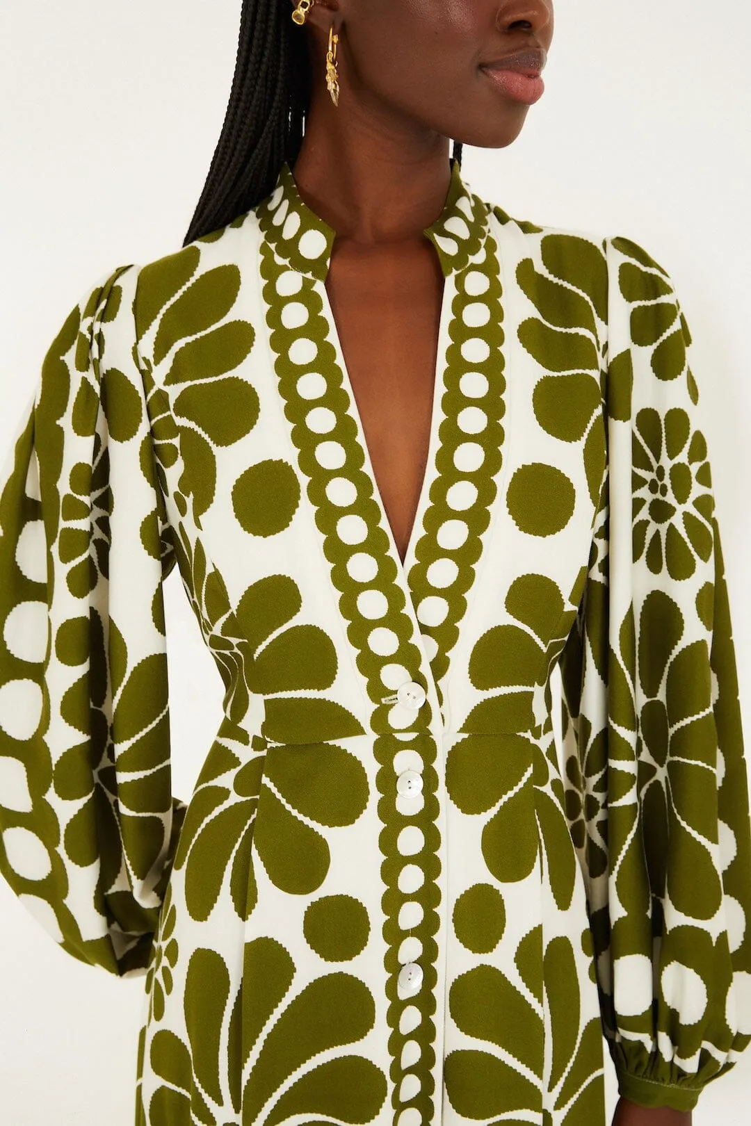 Green Palermo Buttoned Puff Sleeve Maxi Dress sold by FARM Rio product image thumbnail 2