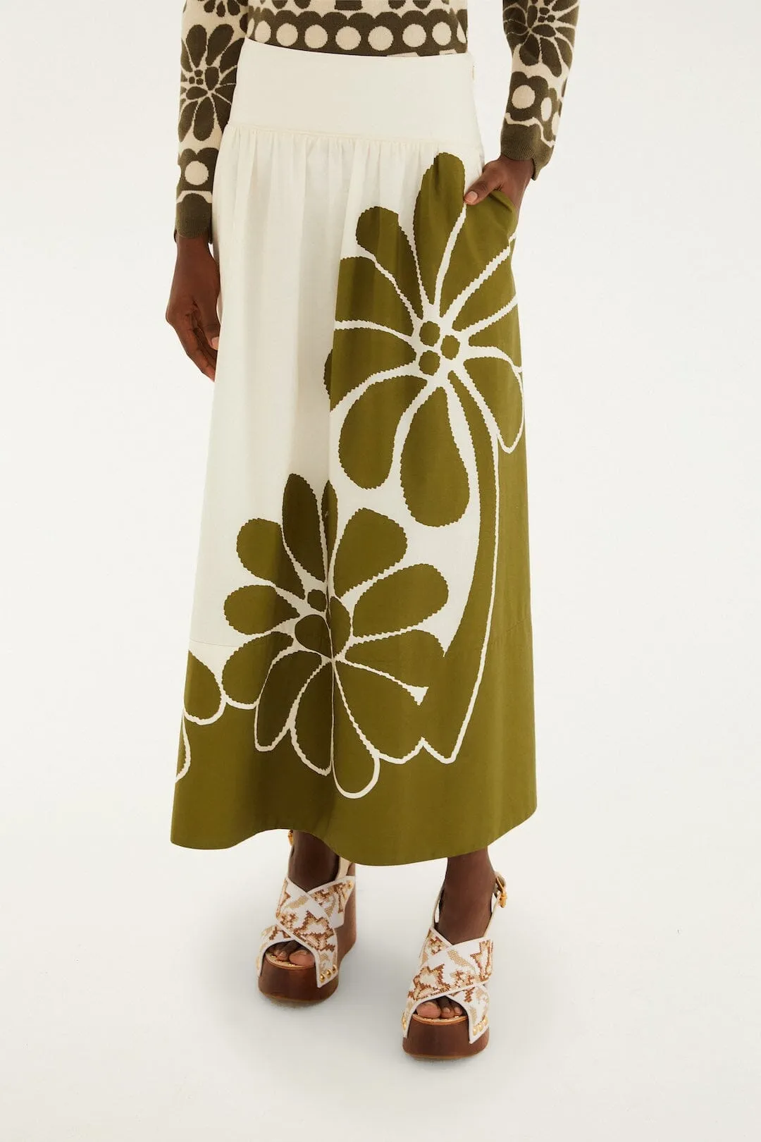 Green Palermo Organic Cotton Midi Skirt sold by FARM Rio product image thumbnail 2