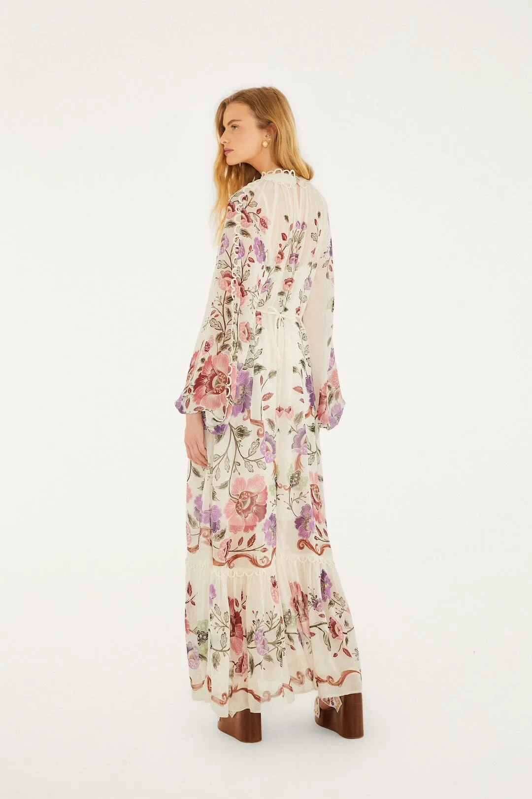 Cream Rococo Flowers Lace Maxi Dress sold by FARM Rio product image thumbnail 3